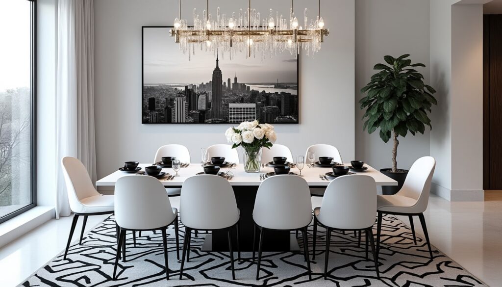 découvrez nos conseils et astuces pour réussir une décoration élégante et harmonieuse de votre salle à manger en noir et blanc. transformez votre espace en alliant style moderne et sophistication grâce à des choix de mobilier, d'accessoires et d'éclairage adaptés.