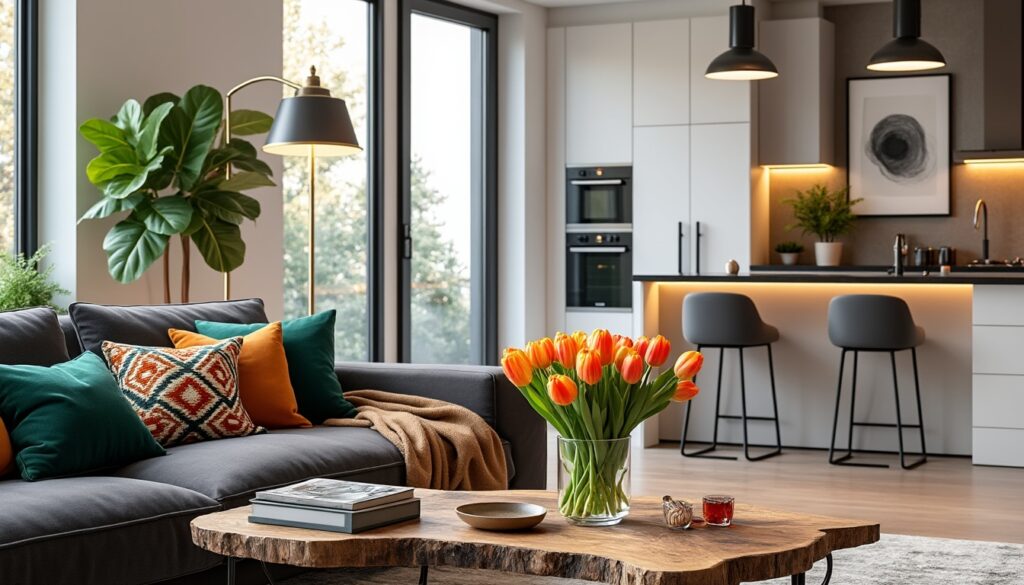 Idées déco pour sublimer votre salon avec une cuisine ouverte ...
