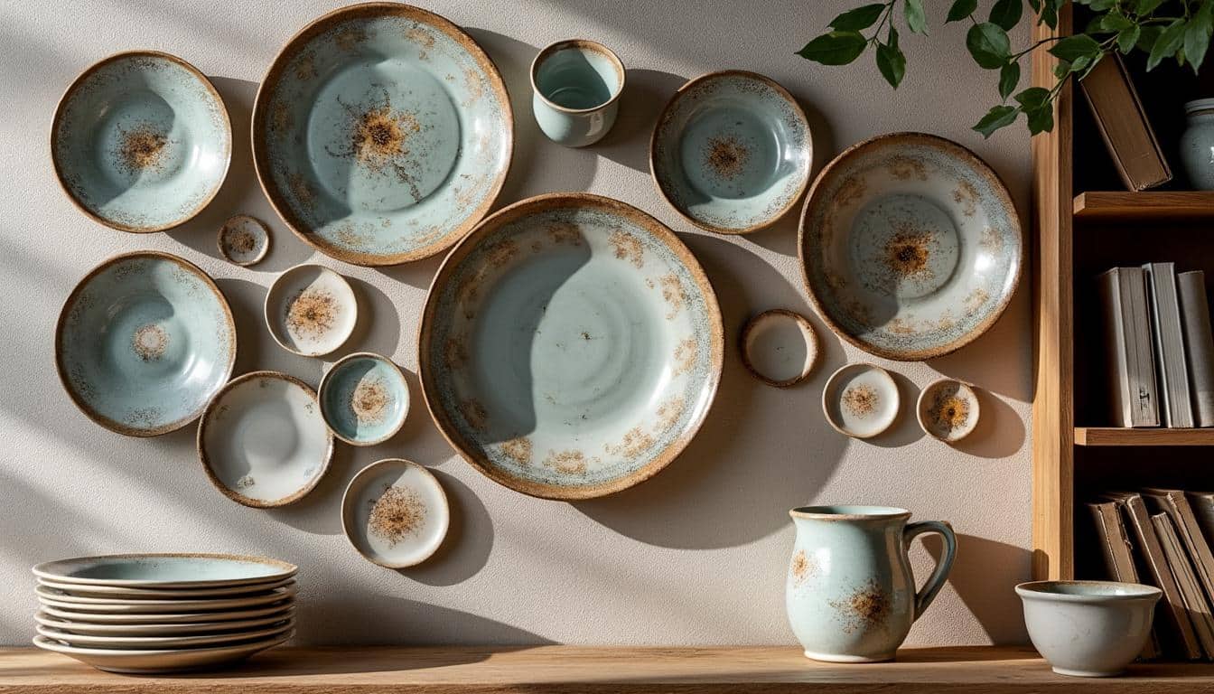 Déco murale avec composition d’assiettes en céramique originale