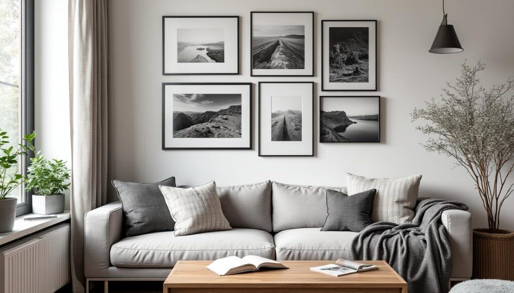 Déco murale avec composition de photos en noir : élégance et style