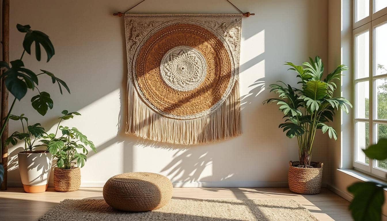 Déco murale en fibre naturelle artisanale : charme et authenticité