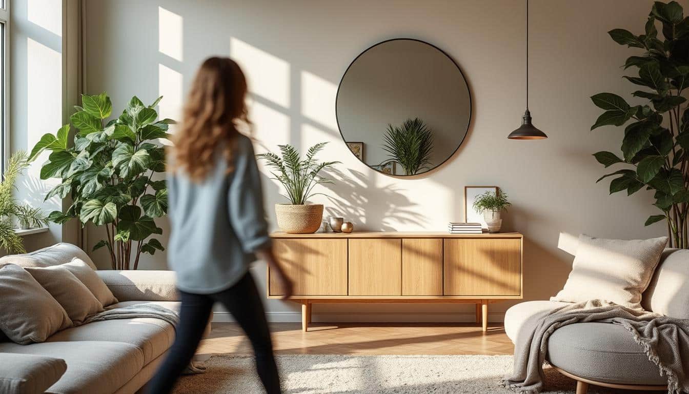 Illustration: Adopter la déco murale avec un miroir rond doré pour sublimer son intérieur