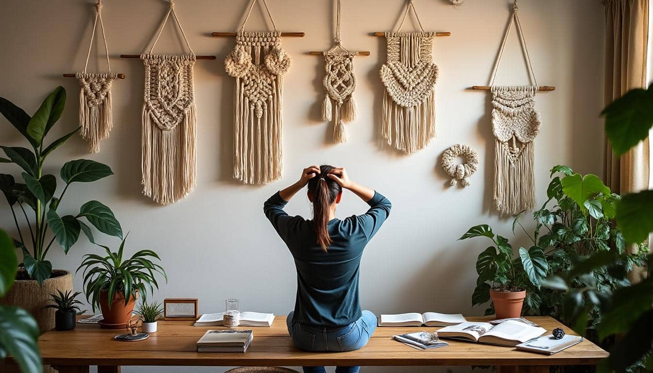 Illustration: Plongez dans l’univers de la suspension murale en macramé naturel : histoire, matières et inspirations