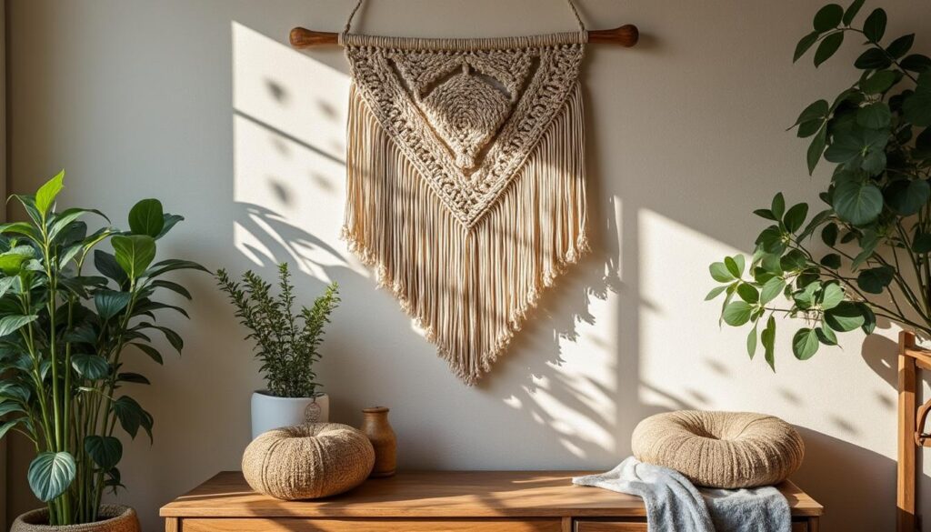 Décoration murale : suspension en macramé naturel, guide et inspirations