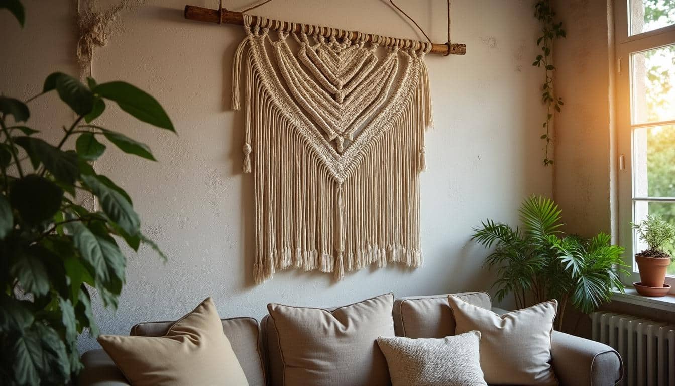 Déco murale : suspension en macramé naturel pour un intérieur authentique