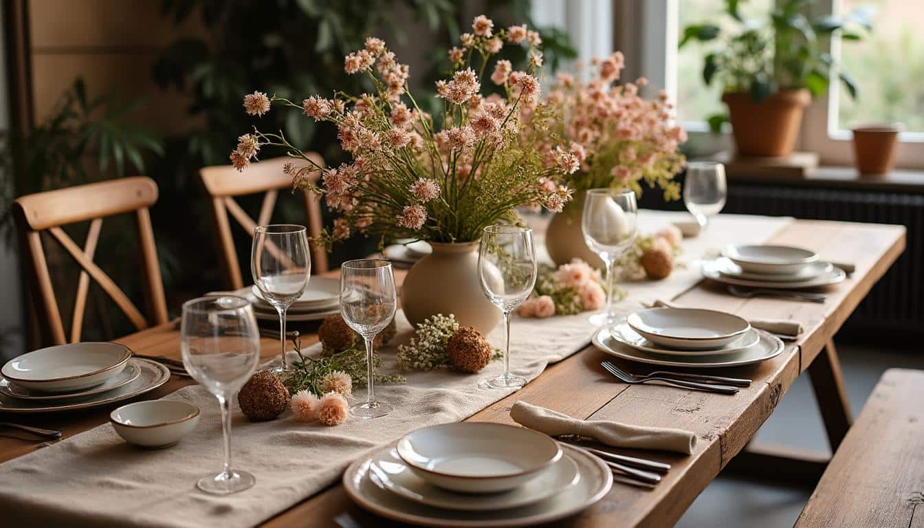 Nos inspirations de chemin de table bohème pour la salle à manger